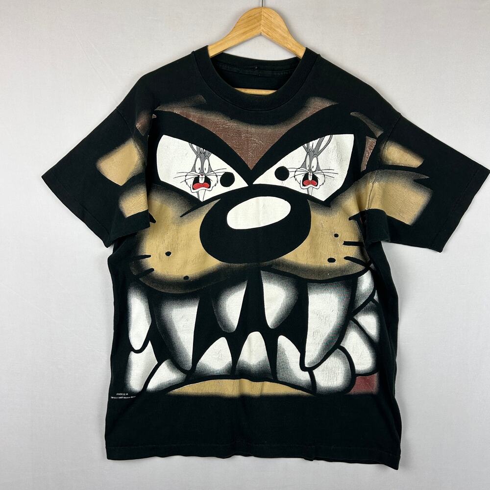 Looney Tunes Tasmanian Devil Taz AOP Freeze Vintage T-Shirt 90s Measures Size L